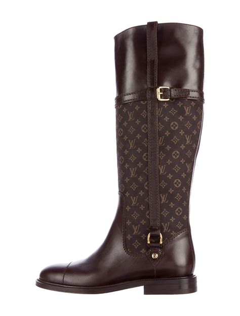 louis vuitton denim knee-high boots|Louis Vuitton black heel boots.